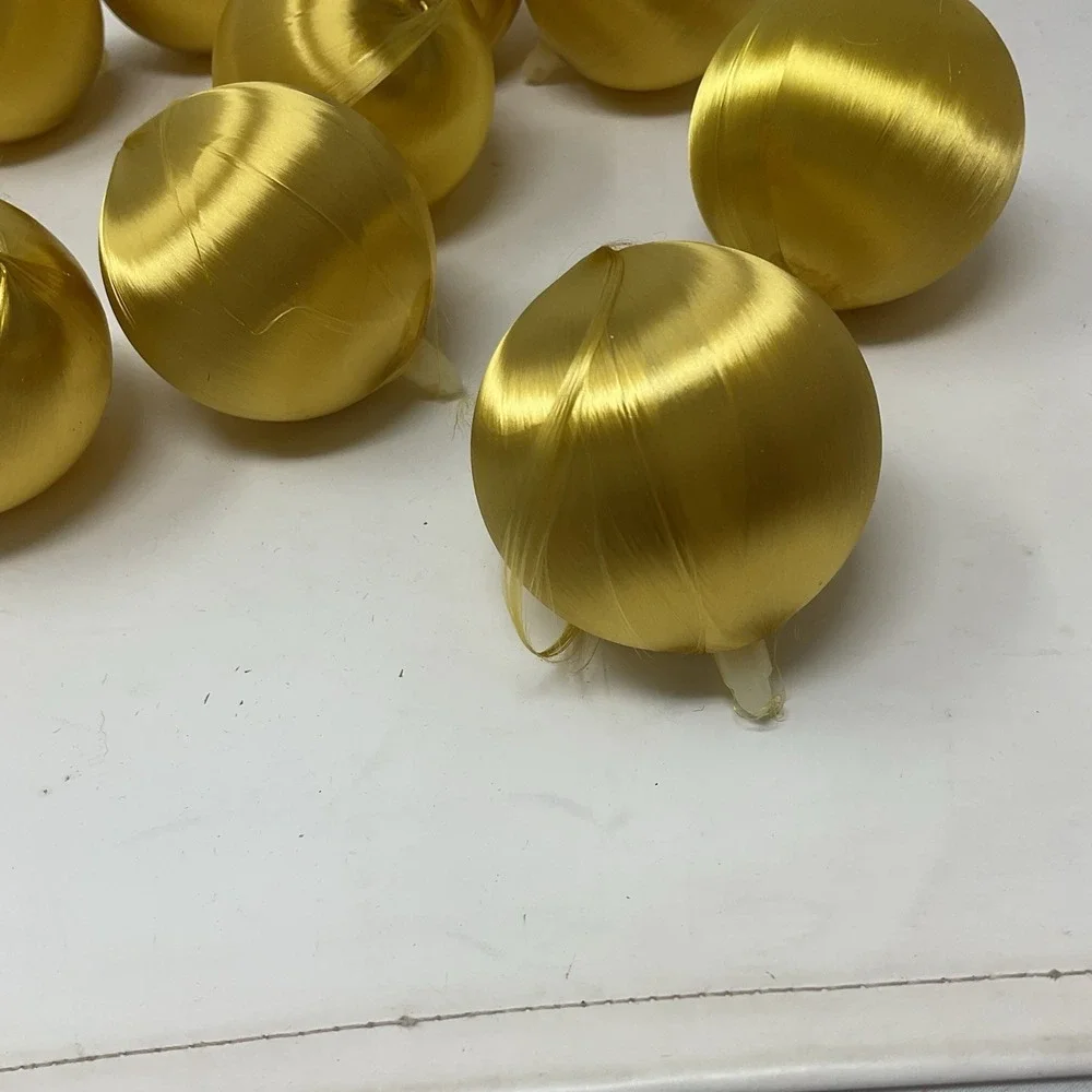 VTG‎ Essex Franke Gold Satin Unbreakable Christmas Ornaments 3 Boxes 12 Each USA